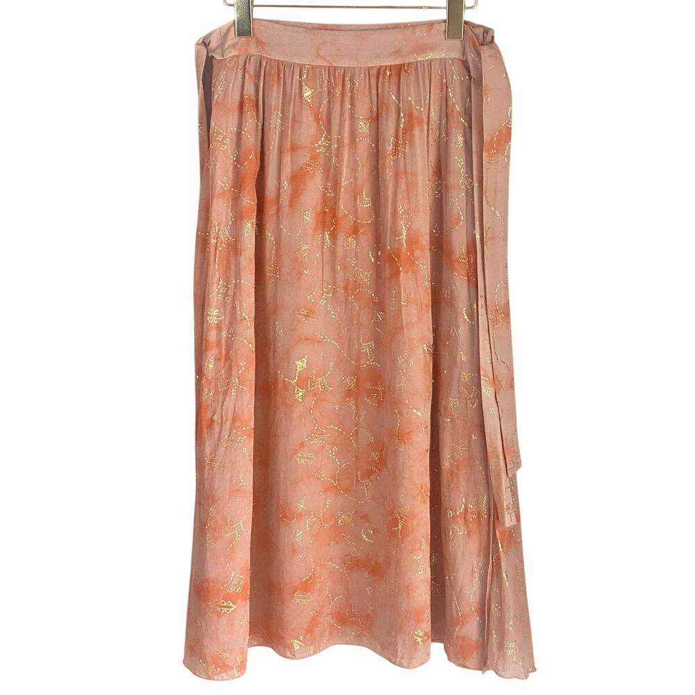 & Other Stories TOMS Gold Embossed Skirt Peach  Women’s Size 8 Flowy Romantic